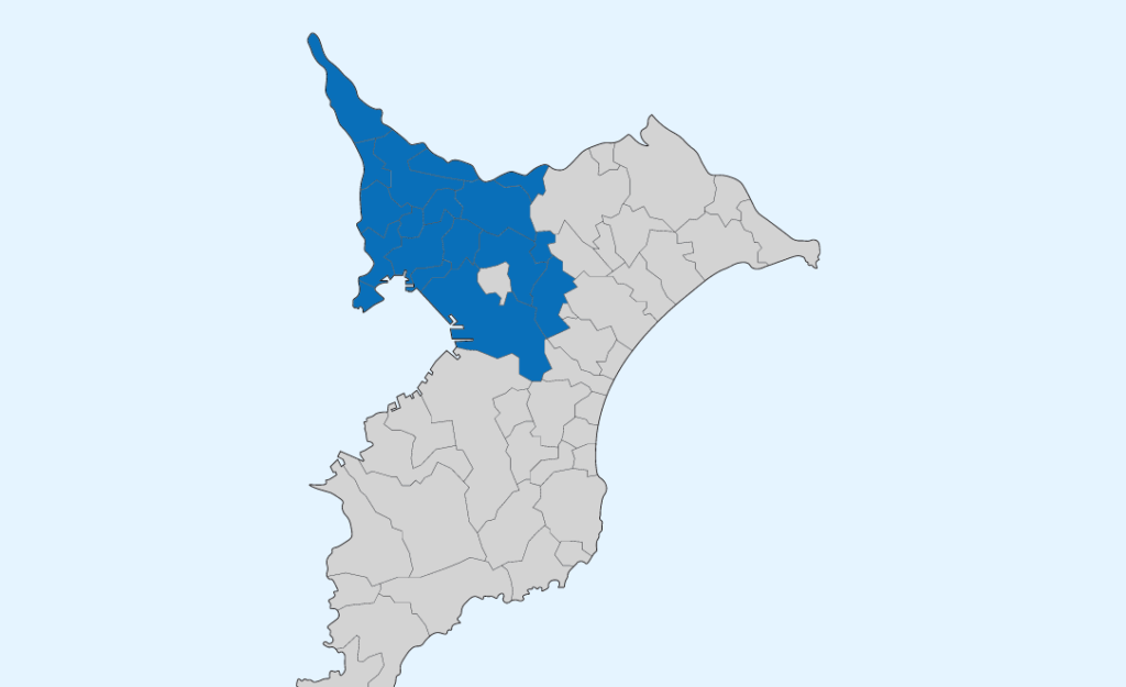 千葉対応エリア画像
千葉市全域：
中央区、花見川区、稲毛区、若葉区、緑区、美浜区
東葛・北総：
松戸市、野田市、柏市、流山市、我孫子市、鎌ケ谷市、佐倉市、成田市、印西市、白井市、富里市、酒々井町、栄町
葛南：
市川市、船橋市、習志野市、八千代市、浦安市